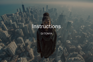 Person overlooking a city skyline.